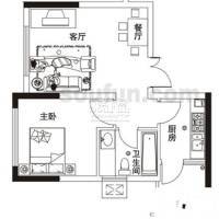 金阳易诚国际1室2厅1卫38㎡户型图