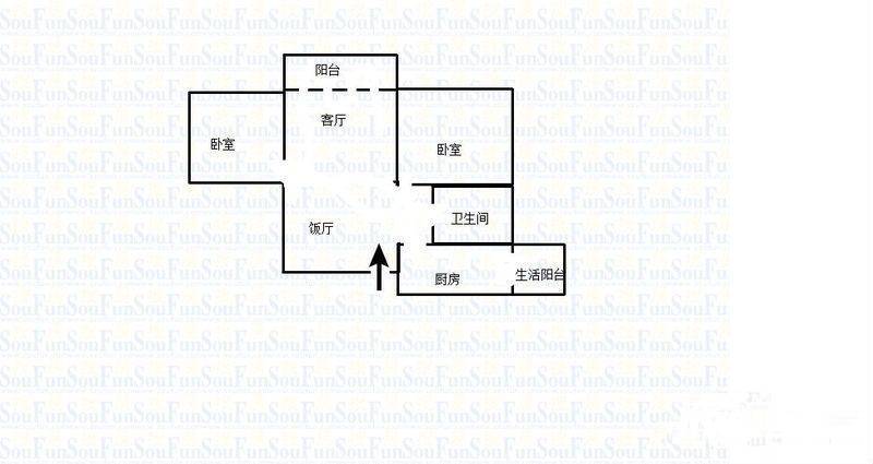 金阳易诚国际2室1厅1卫58㎡户型图