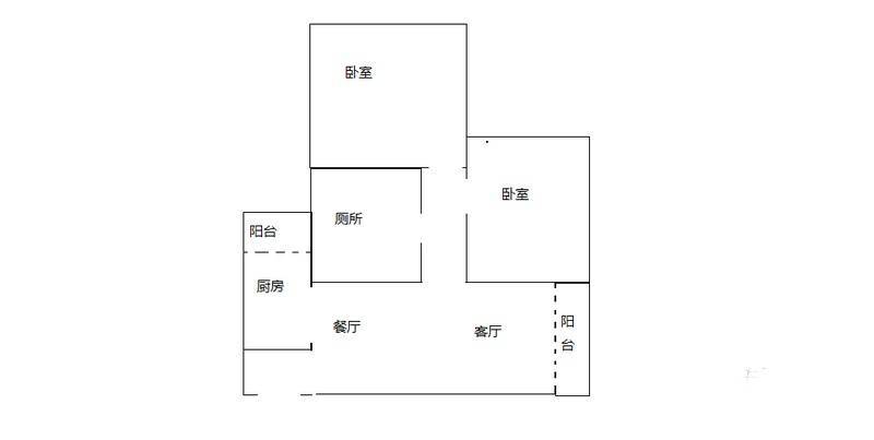 富力城二期2室2厅1卫81㎡户型图