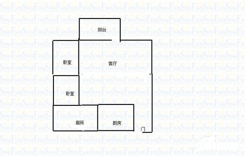 华宇西城丽景B区2室1厅1卫81㎡户型图