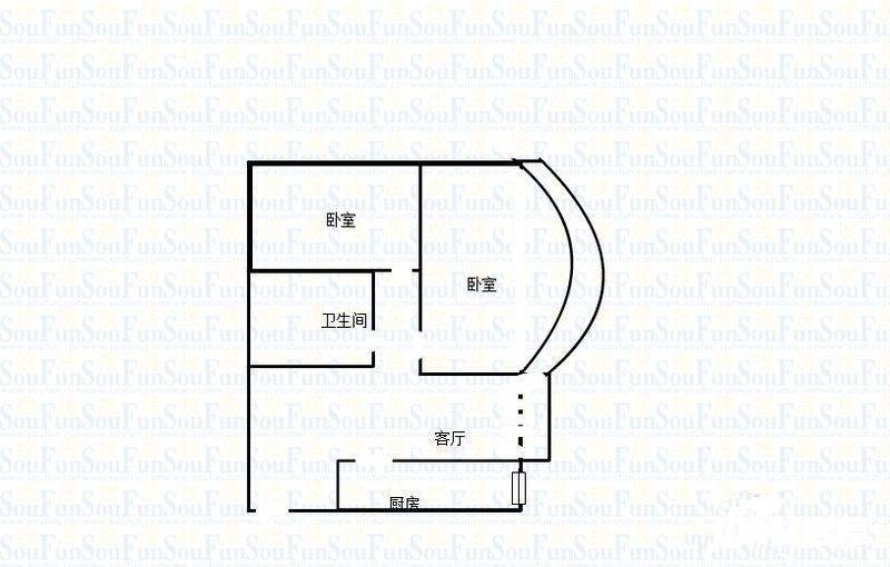 华宇西城丽景B区2室1厅1卫81㎡户型图