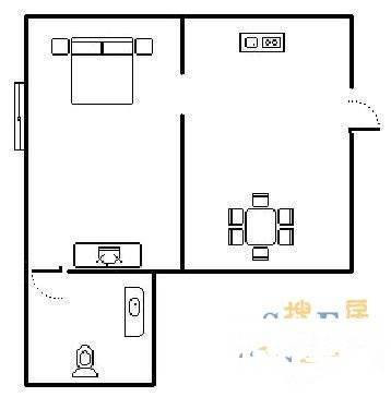 北碚劳动村1室1厅1卫52㎡户型图