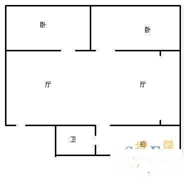 北碚文星村2室2厅1卫65㎡户型图