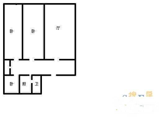 北碚文星村3室1厅1卫98㎡户型图