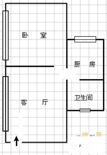 北碚文星村1室1厅1卫41㎡户型图