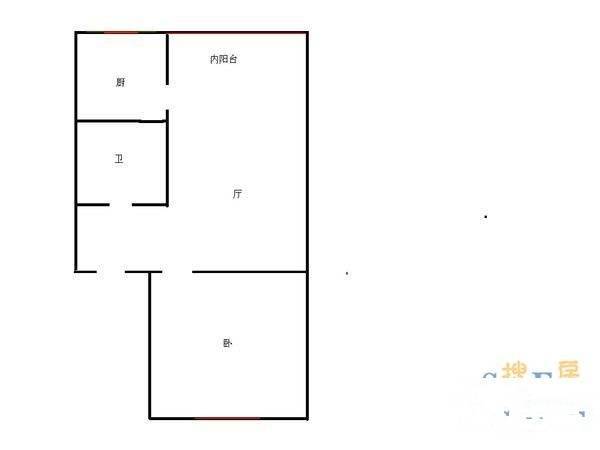 河嘉村1室1厅1卫43㎡户型图