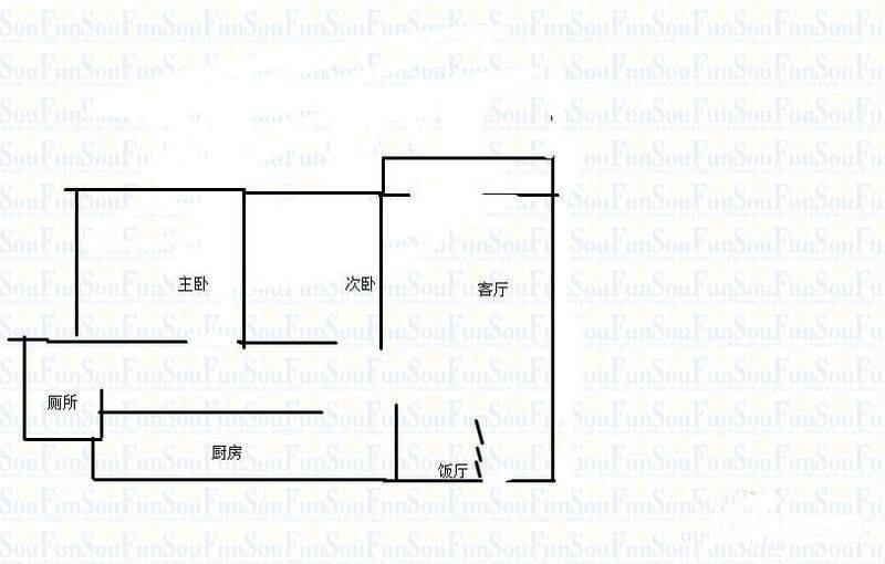 金沙别馆2室2厅1卫65㎡户型图