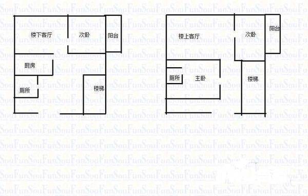 龙寰世纪3室2厅2卫72㎡户型图