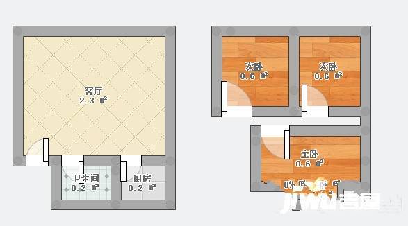 双龙湖街道老房子3室2厅1卫128㎡户型图