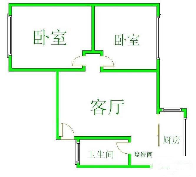 俱乐部2室1厅1卫64㎡户型图