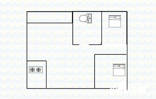 俱乐部2室2厅1卫86㎡户型图