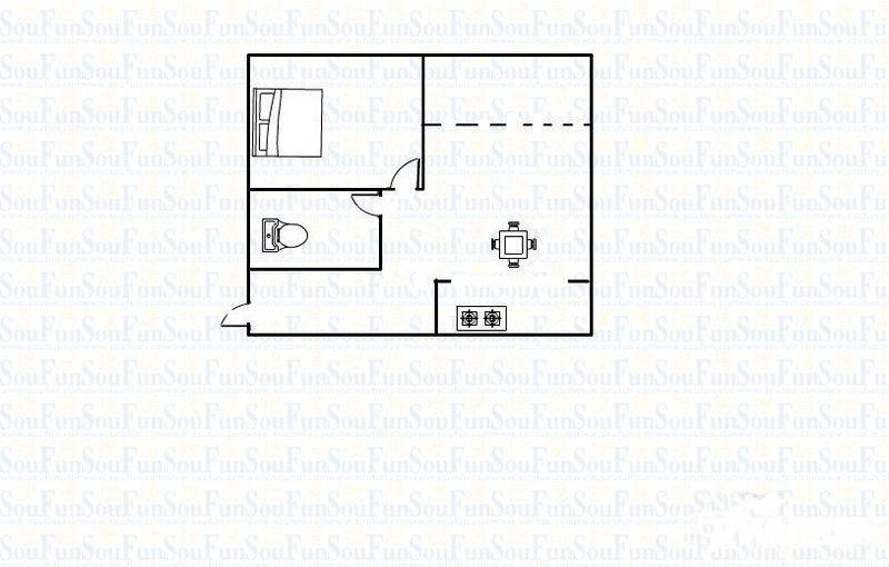 科强锦龙苑1室1厅1卫43㎡户型图