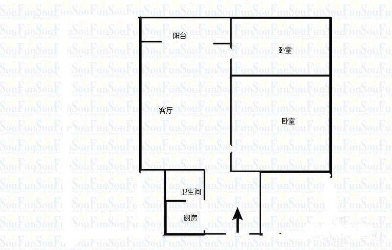 杨公桥2室1厅1卫47㎡户型图