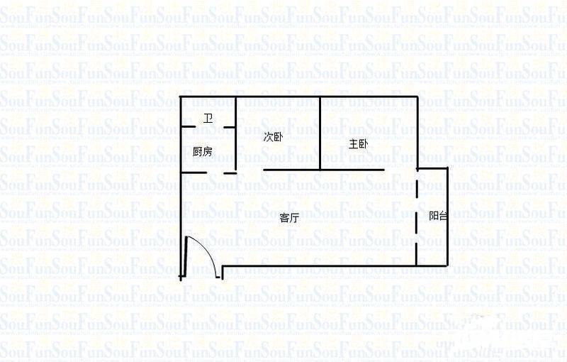 天越雅园二期2室1厅1卫59㎡户型图