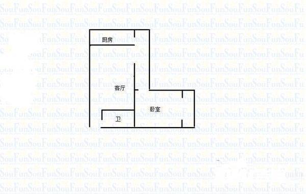 奇峰清华源二期1室1厅1卫58㎡户型图