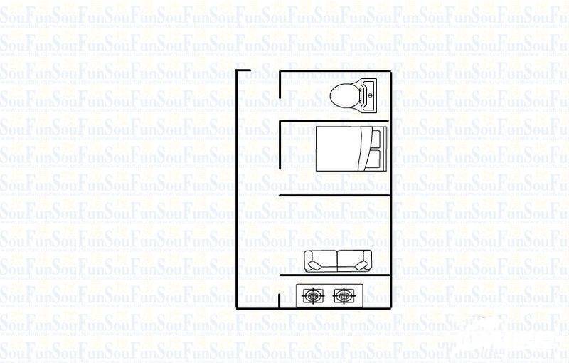 奇峰清华源二期1室1厅1卫58㎡户型图