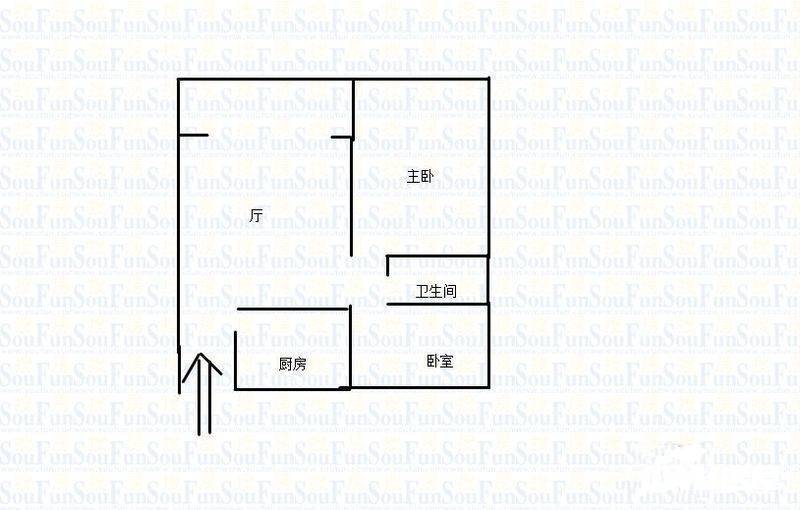 奇峰清华源二期2室1厅1卫42㎡户型图