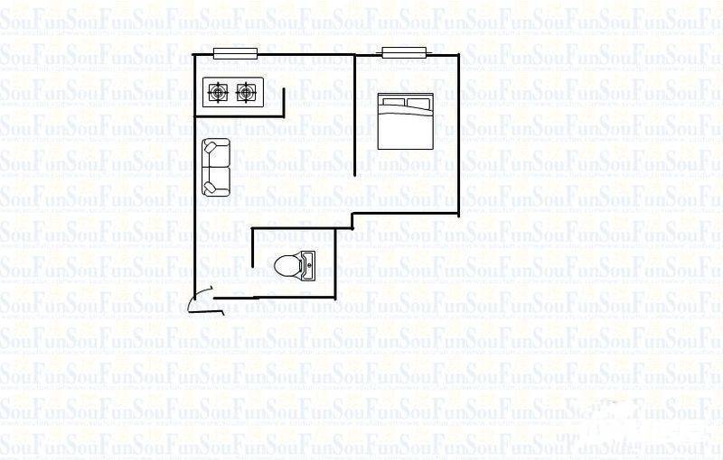 奇峰清华源二期1室1厅1卫58㎡户型图