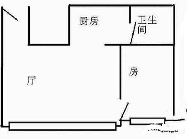 星翰大厦1室1厅1卫45㎡户型图