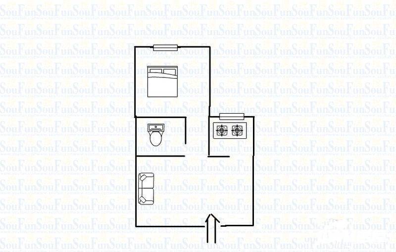 星翰大厦1室1厅1卫45㎡户型图