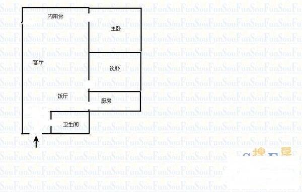 杨公桥白鹤岭2室2厅1卫62㎡户型图