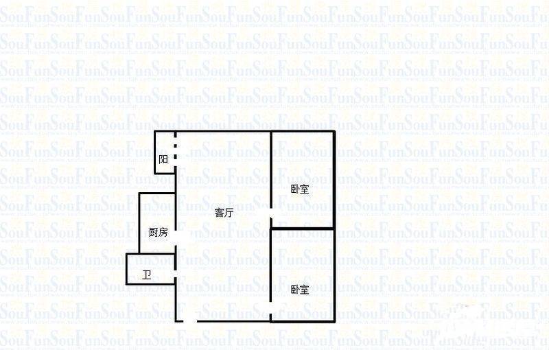 杨公桥白鹤岭2室2厅1卫62㎡户型图