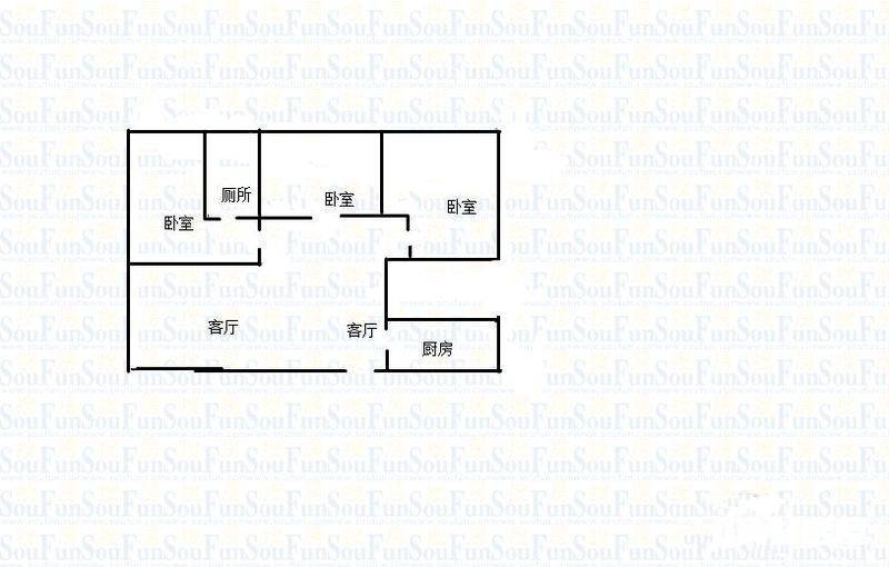 黄角湾黄角园3室2厅1卫33㎡户型图