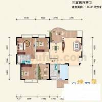 沙坪坝世纪花园2室2厅1卫95㎡户型图