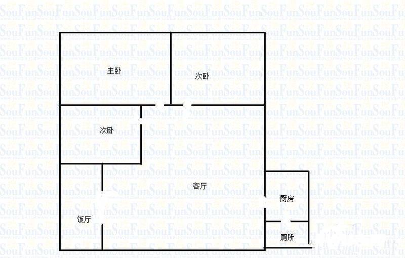 新生村3室2厅1卫115㎡户型图