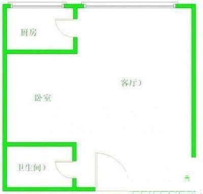 红槽房1室1厅1卫58㎡户型图