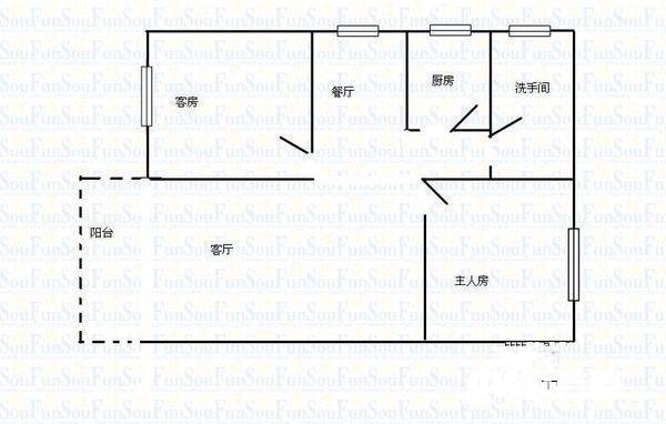 沙区法院小区3室2厅2卫128㎡户型图