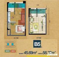 同景国际城迈上22室2厅1卫45.7㎡户型图