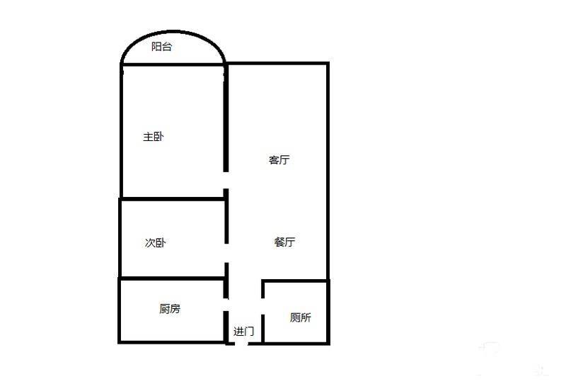 新原野大厦2室2厅1卫65㎡户型图