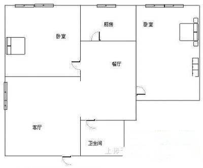 人民支路小区2室1厅1卫52㎡户型图