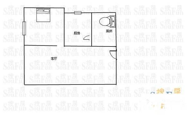 人民支路小区1室1厅1卫38㎡户型图