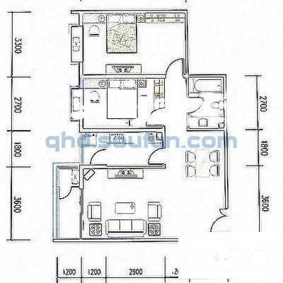 杨家坪横街小区3室1厅1卫80㎡户型图