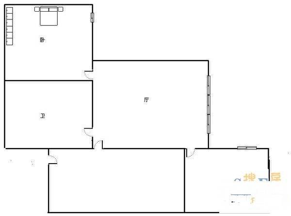 学田湾2室1厅1卫70㎡户型图