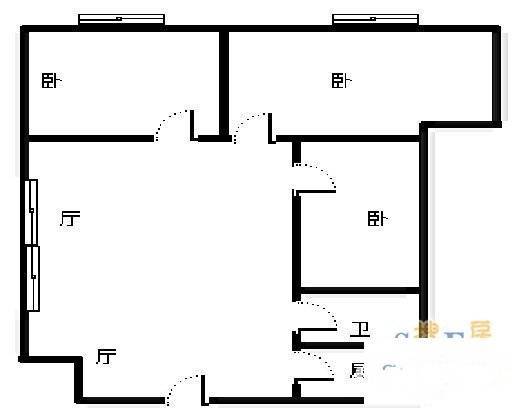 学田湾3室2厅1卫76㎡户型图