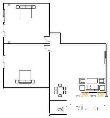 大溪沟2室2厅1卫87㎡户型图