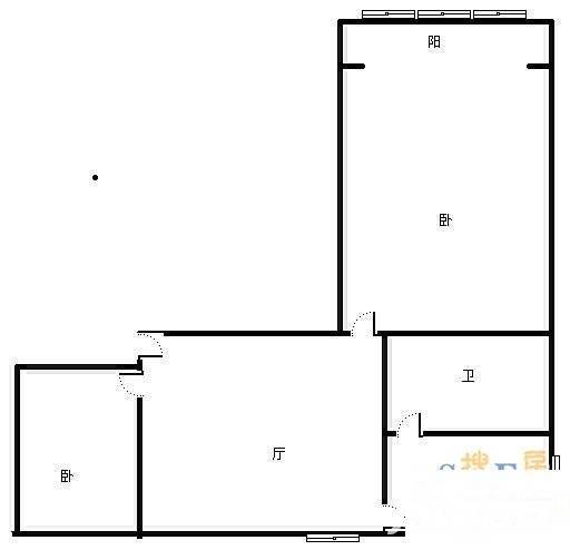 华一路小区2室1厅1卫51㎡户型图