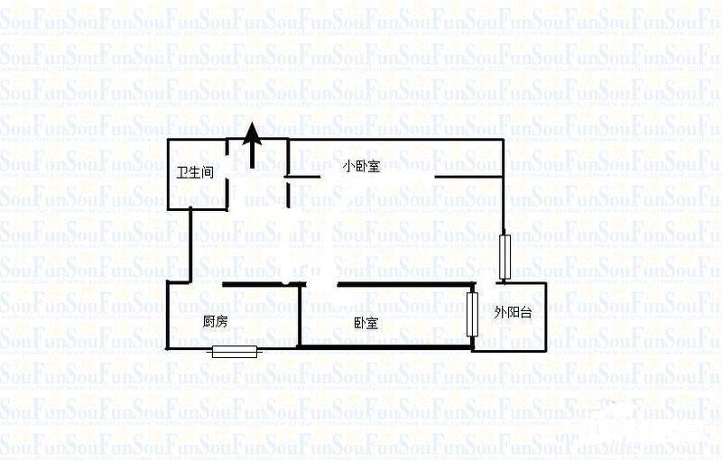 半岛利园1室1厅1卫46㎡户型图