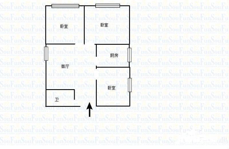 渝中人民花园3室2厅2卫126㎡户型图