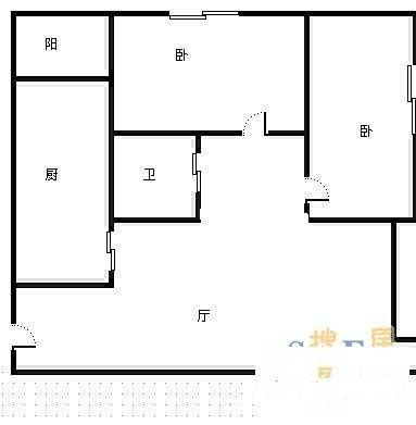 贝迪新城三期2室1厅1卫87㎡户型图