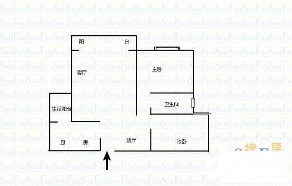 顺江大道2室2厅1卫81㎡户型图