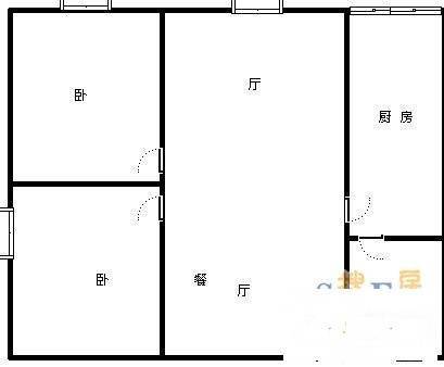 江津金竹苑2室2厅1卫98㎡户型图