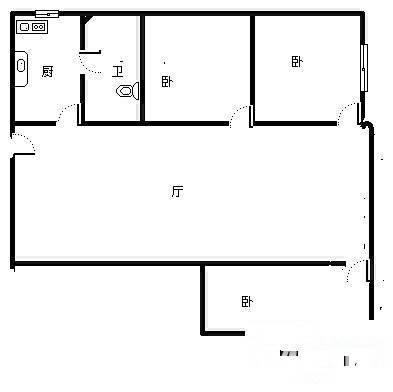 重庆村3室2厅1卫105㎡户型图