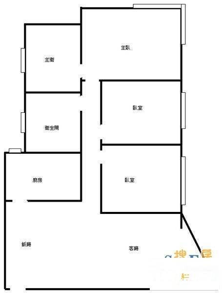 民生商厦3室2厅2卫135㎡户型图