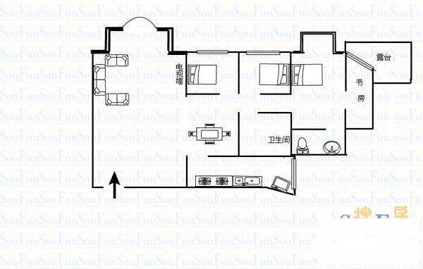 双宝路老小区3室2厅2卫141㎡户型图