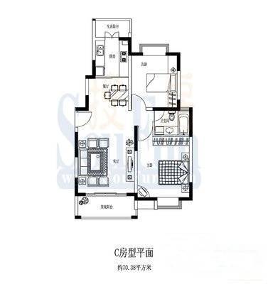 郭家岗2室2厅1卫64㎡户型图