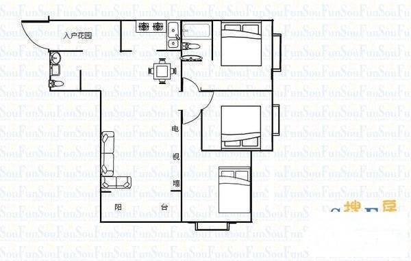 体育南路小区3室2厅2卫110㎡户型图